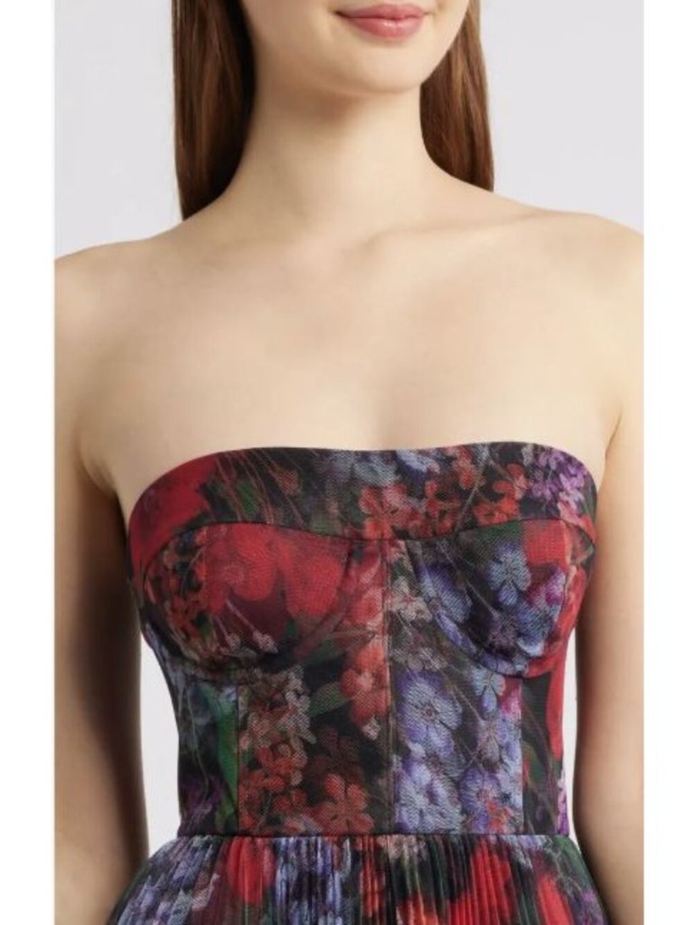 Hutch Alba Floral Strapless Mesh Maxi Corset Dress Gown Sz 10 NEW - Picture 4 of 9